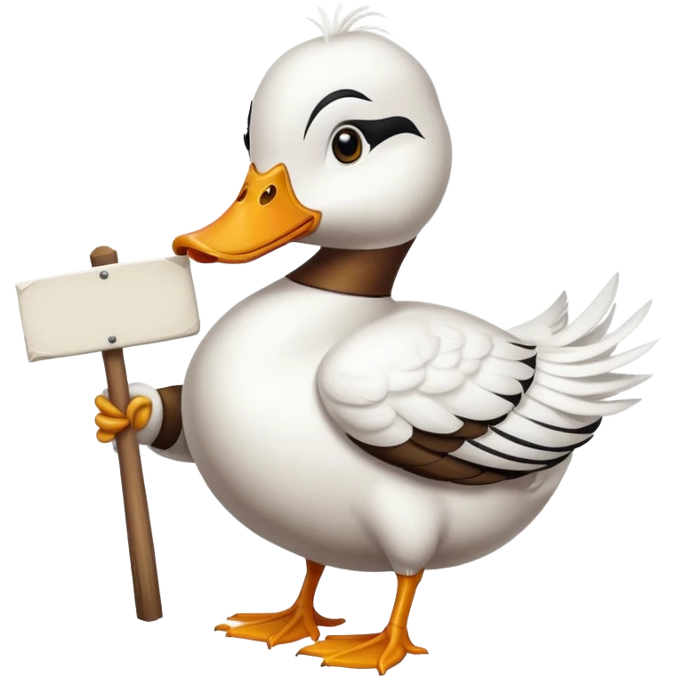 Duck holding large blank sign emoji