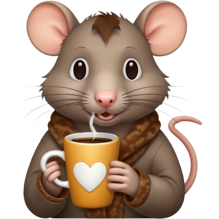 Tired rat with coffee emoji