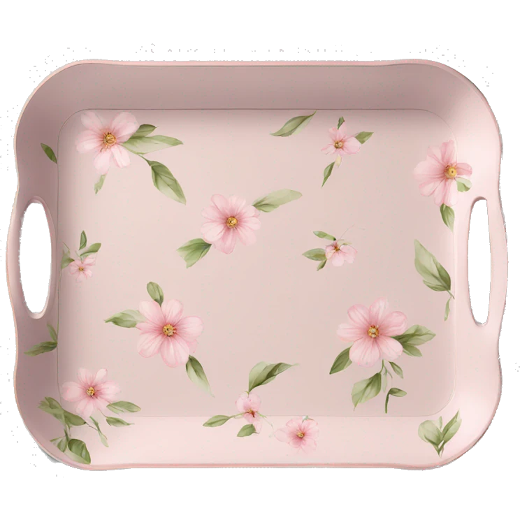 Light pink floral serving tray with handles emoji