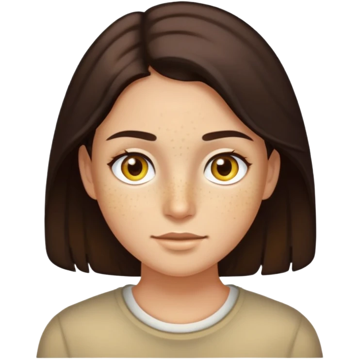 Dark brown hair, dark hazel eyes, light freckles, and a yellowish-brown complexion. emoji