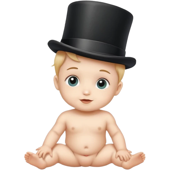 Baby wearing a top hat emoji