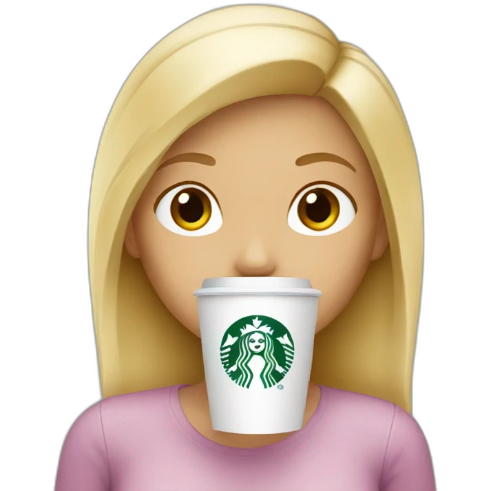 blond girl drinking starbucks emoji