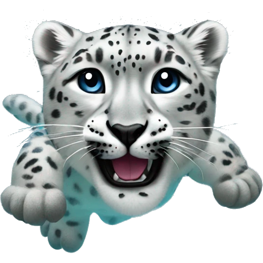 snow leopard and swimming emoji