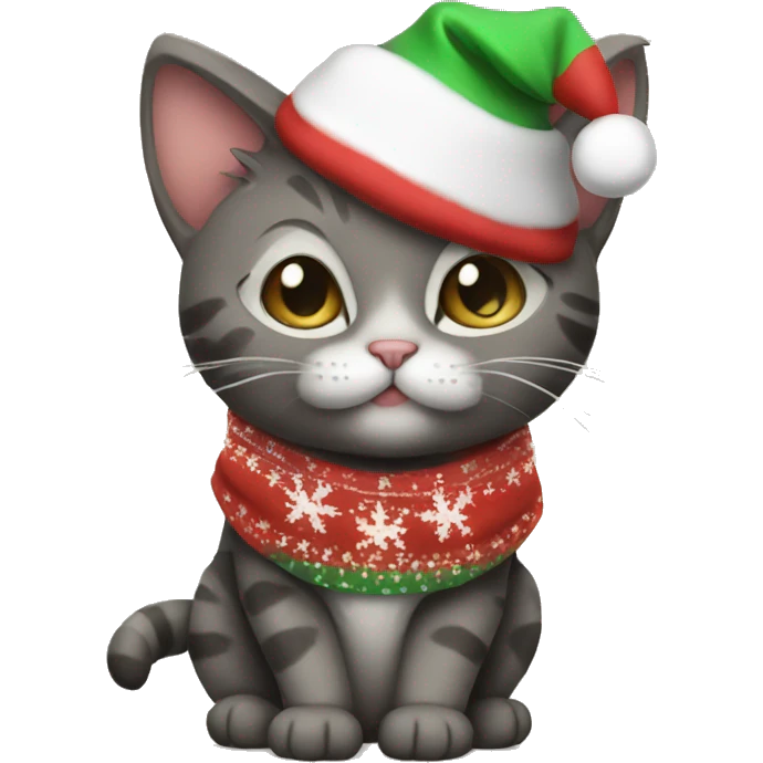 Cat wearing a christmas hoodie emoji