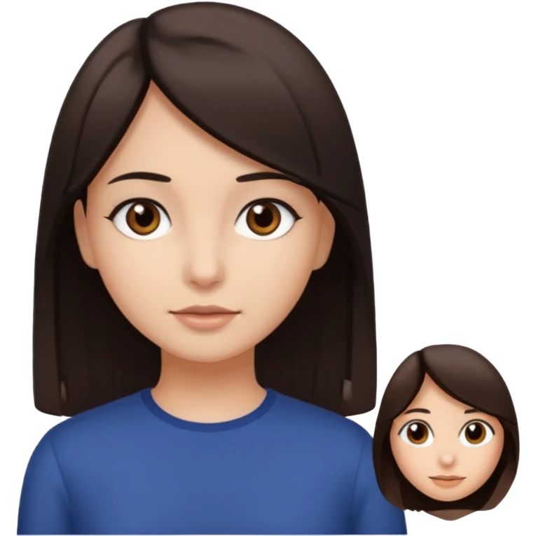Can you make a girl with dark brown eyes with dark brown hair straight medium hair length emoji