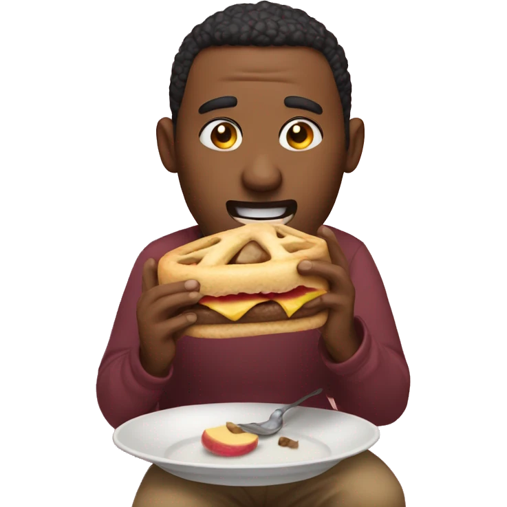 a guy eating a marchmellow emoji