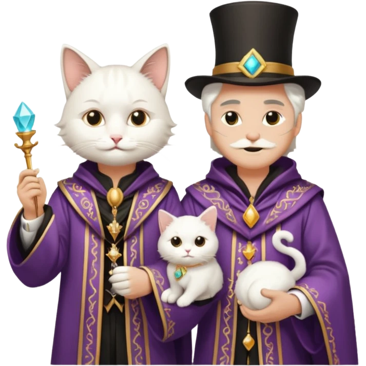 magician couple and their pet cat emoji