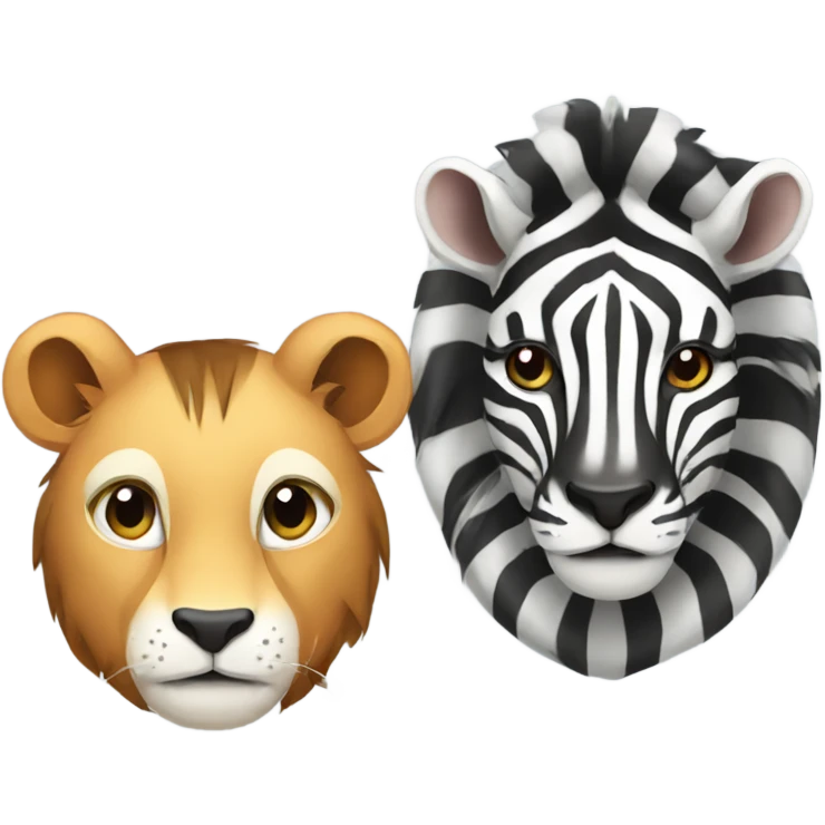 Lion and zebra and lemur emoji