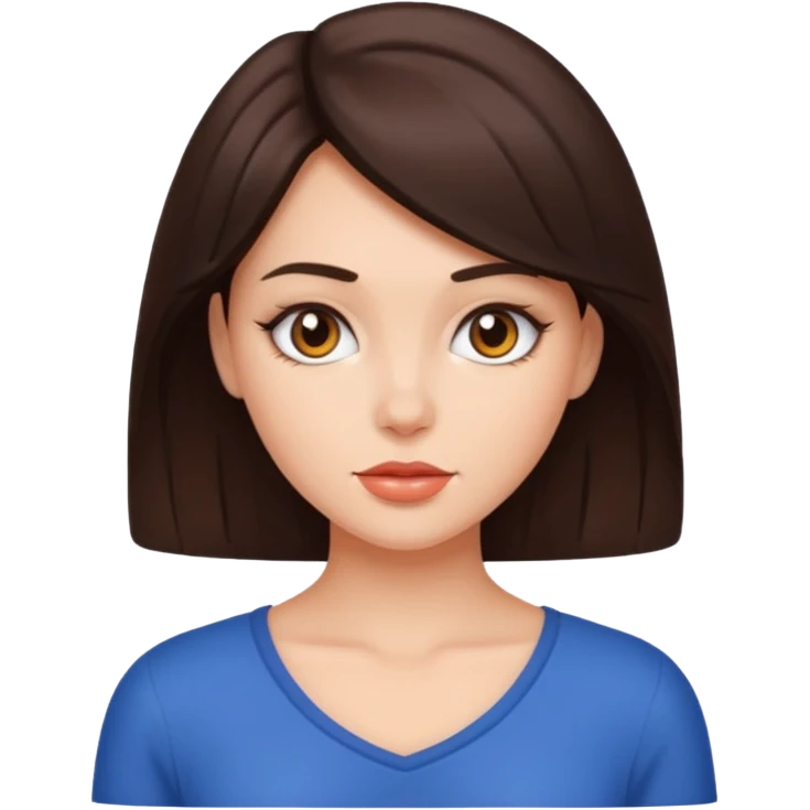 A hot brunette girl with a blue penis emoji