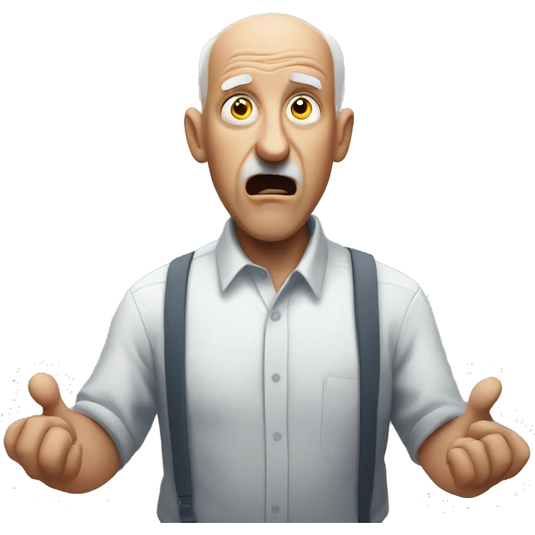 shocked bald old man waiting to get his money emoji