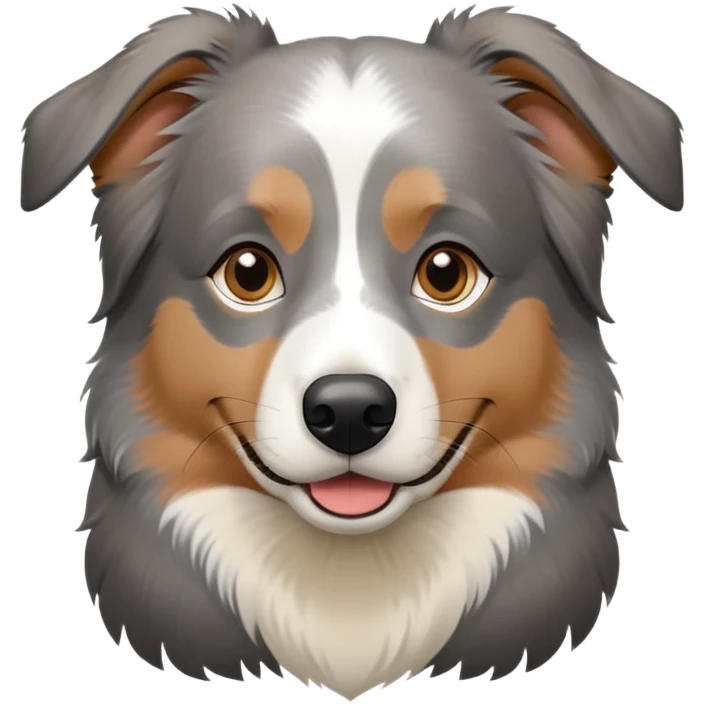 Gray tan and black Australian shepherd with white nose emoji
