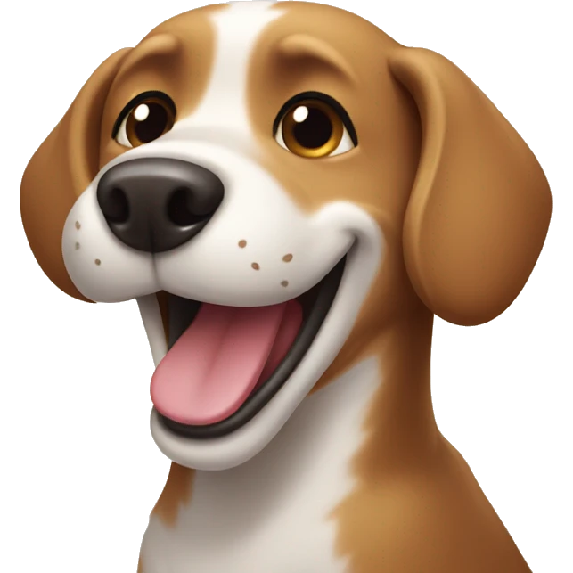 Dog smile and touch his mouth emoji