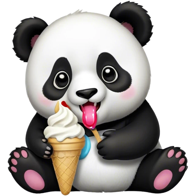 Panda eating ice cream emoji