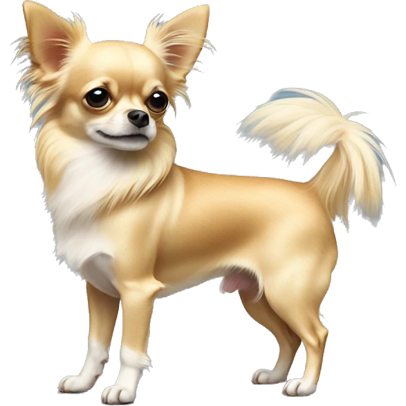 blond long haired chihuahua standing on its hind legs  emoji