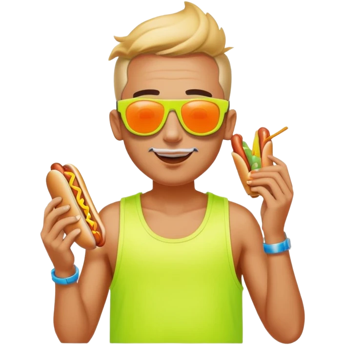 Raver eating a hot dog emoji
