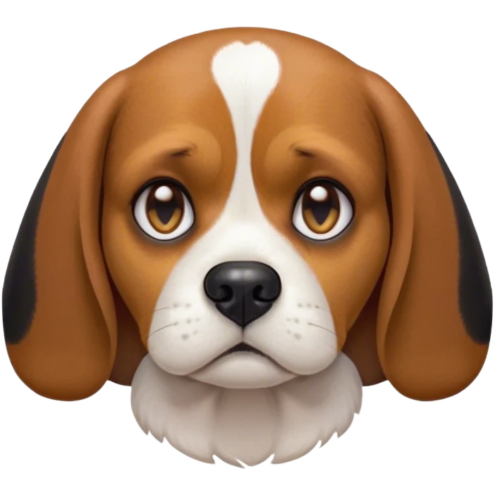 Cinematic Meme-Worthy Grumpy Beagle Portrait Emoji, Head held high but eyes filled with dramatic disappointment, showcasing a smooth tri-color coat of white, brown, and black, deeply furrowed brow forming an unmistakable scowl, floppy ears slightly angled back in disapproval, piercing hazel eyes glaring with pure exasperation, Simplified yet hilariously over-exaggerated features, highly detailed, glowing with an aura of supreme annoyance, high shine, exhausted yet judgmental, stylized with an almost regal pettiness, bright but brooding, soft glowing outline, capturing the essence of a companion that has seen it all and is thoroughly unimpressed, so meme-worthy it feels like it could instantly become the next viral sensation of grumpiness! emoji