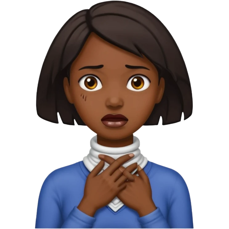 👩🏽 with hands choking her neck emoji