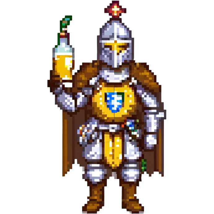 A sticker of a knight with a glass of mead emoji