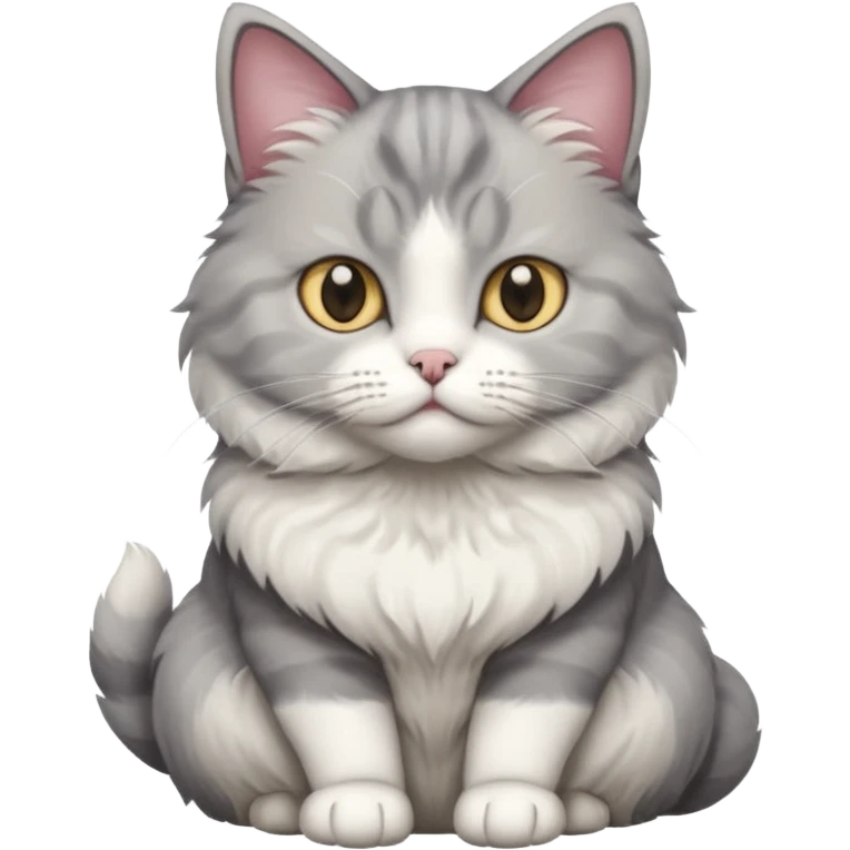 a grey and white cat sitting regally emoji