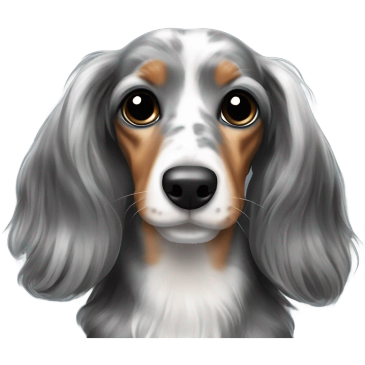 Long-haired marble dachshund emoji