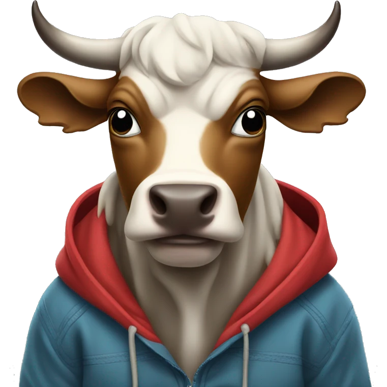 Bull wearing a hoodie emoji