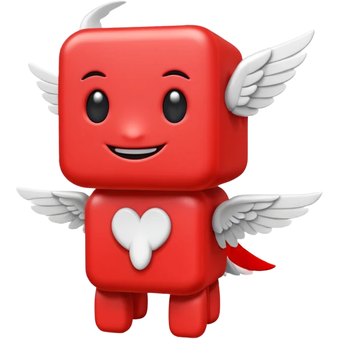 A blocky red creature with white wings  emoji