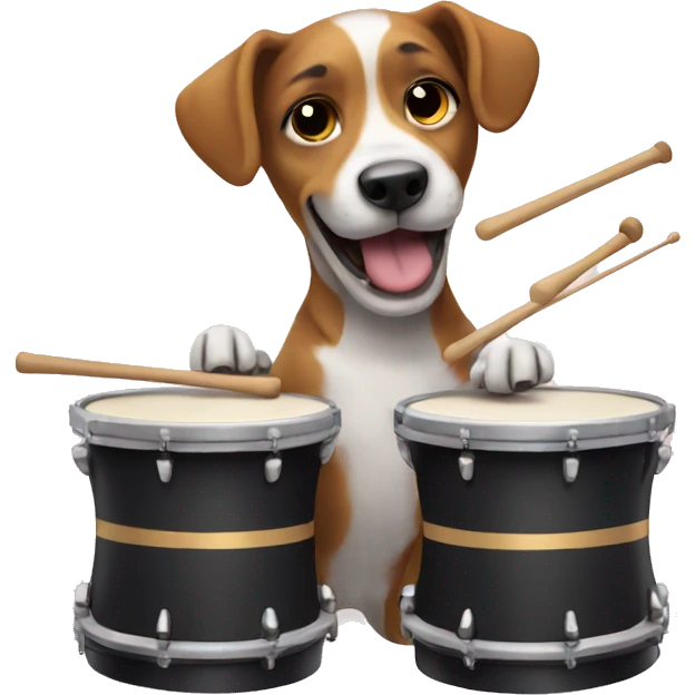 Dog playing drums emoji