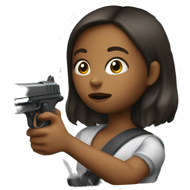girl driving with toy gun emoji
