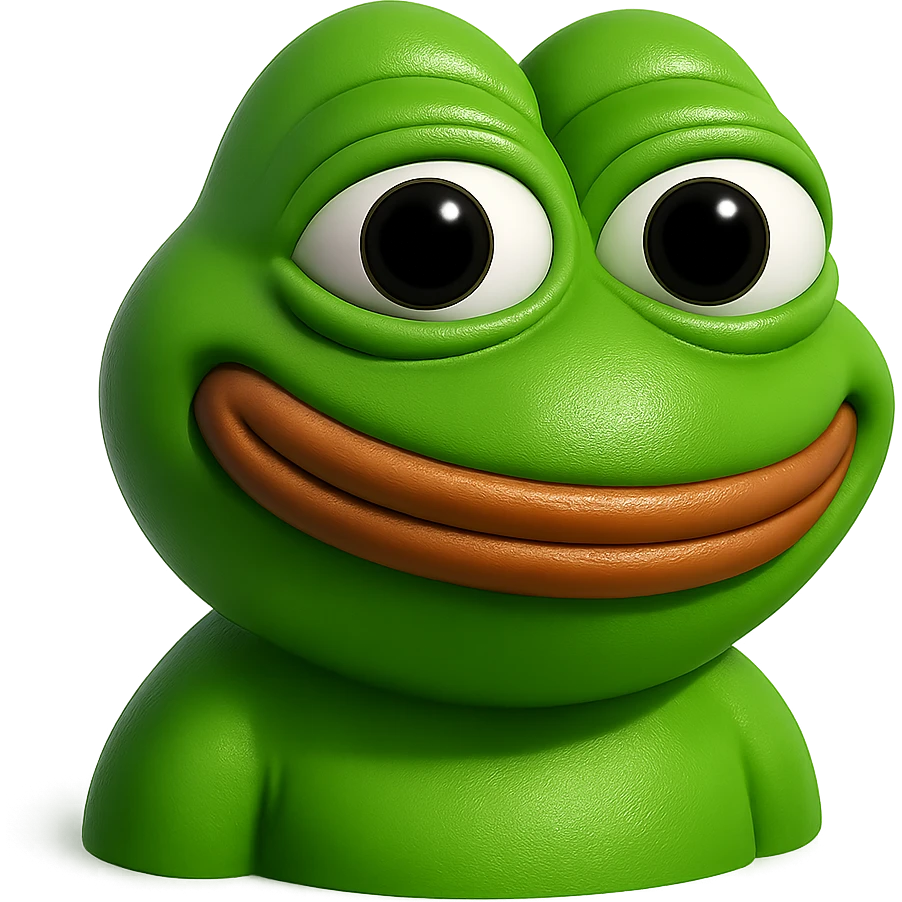make a pepe in bright green smiling and looking straight at the camera in 3d style, good highlights and shadows, drop shadows

pepe in
- 3d style
- bright green
- smiling
- looking straight at the camera
- good highlights and shadows emoji