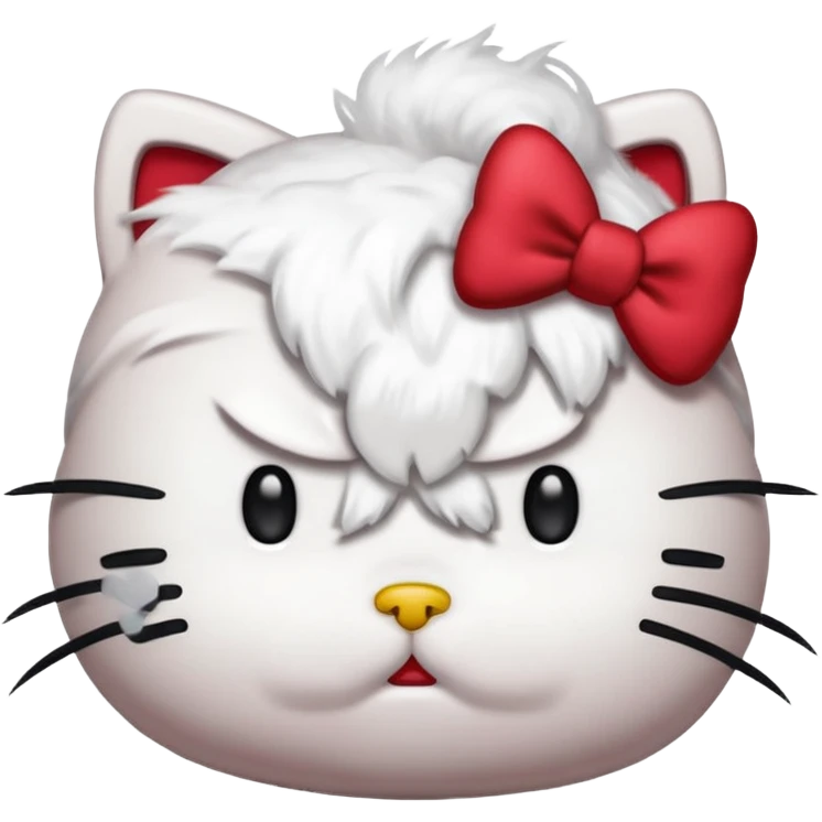 hello kitty frowning, steam coming from head, angry expression emoji
