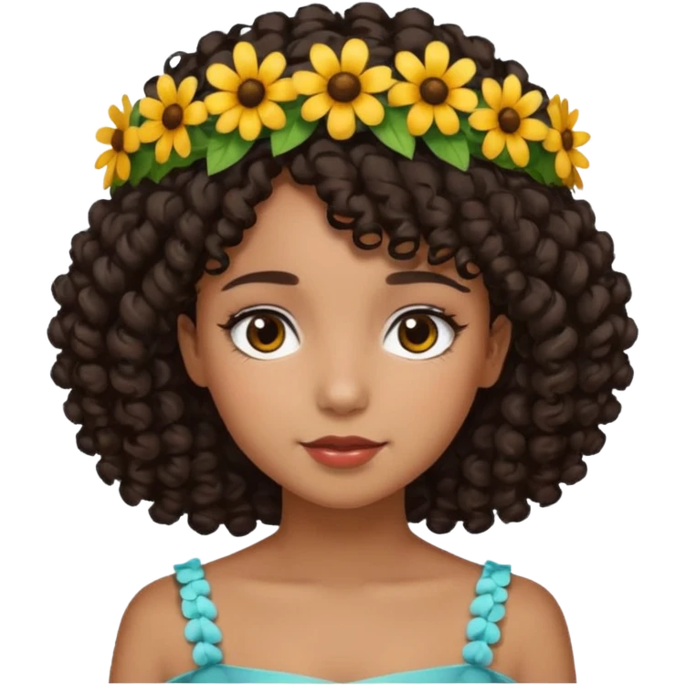Menina de cabelo cacheado preto e abaixo do ombro  emoji
