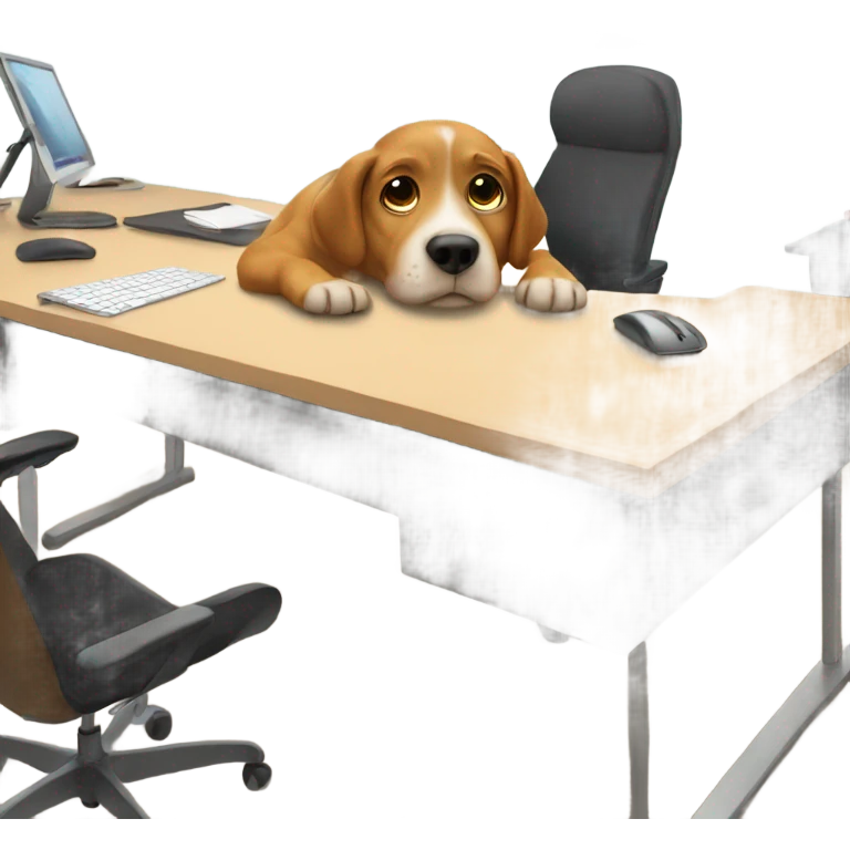 Dog under to desk emoji