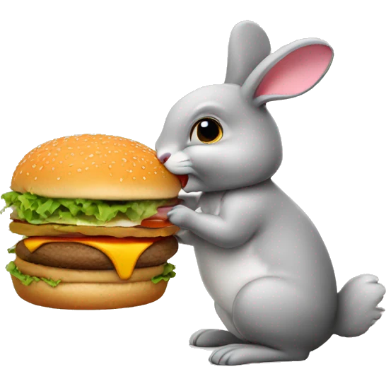 bunny eating burger emoji