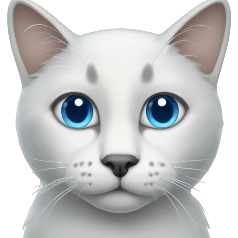 White grey cat with blue eyes emoji