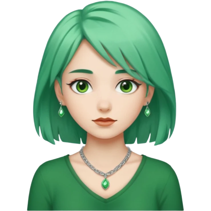 یک دختر که موهاش سبزه و بک گراندش بنفشه emoji