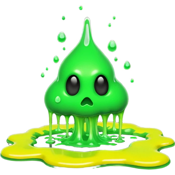 3D render of Green Ooze Puddle, toxic waste aesthetic, neon green bubbling liquid, caution yellow metal, industrial warning texture, . emoji