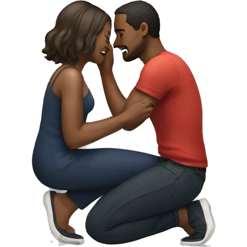 Man on his knees bowing to a woman emoji