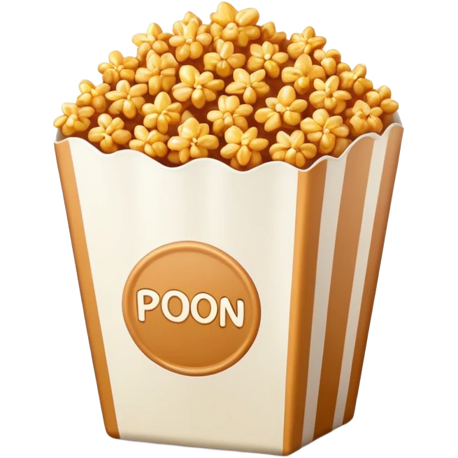 minimalist caramel popcorn in a plain package, golden brown caramel color, extremely simple design, no text, glossy iOS emoji style emoji