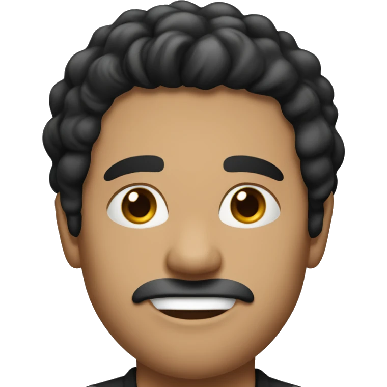 man in his 40s black hair, dark eays, gick look emoji