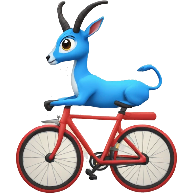 une gazelle bleue sur un velo rouge emoji