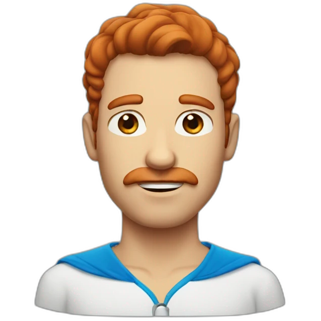 man with red hair and brown mustache with blue eyes emoji
