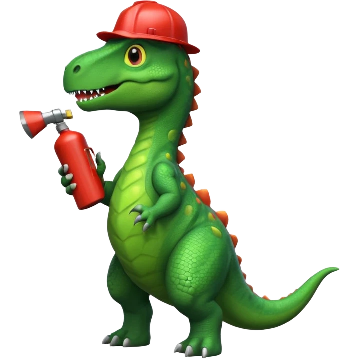 Dinosaur with a fire extintor emoji