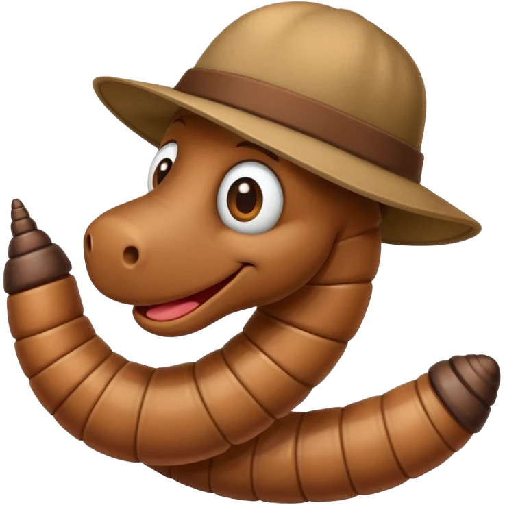 Worm wearing a hat emoji