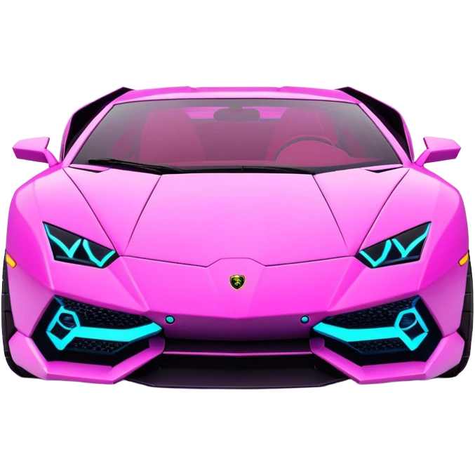 3D, neon Lamborghini with cyber punk emoji