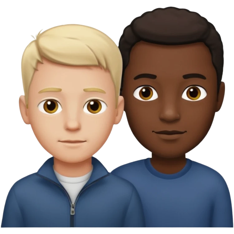 Tall white guy with dwarf black kid emoji