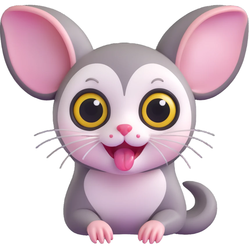 cute sugar glider with its tongue out, bright and playful, classic emoji style with tongue out emoji