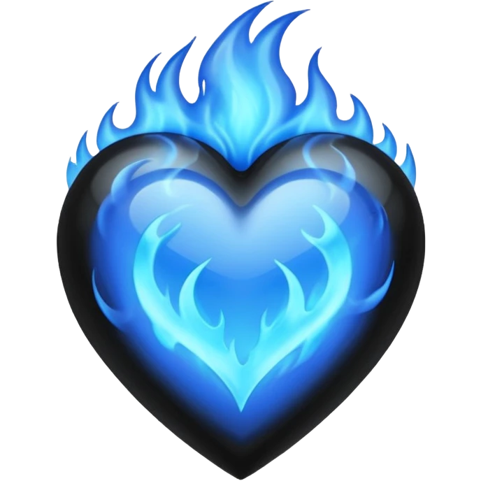 Black heart with blue flames emoji