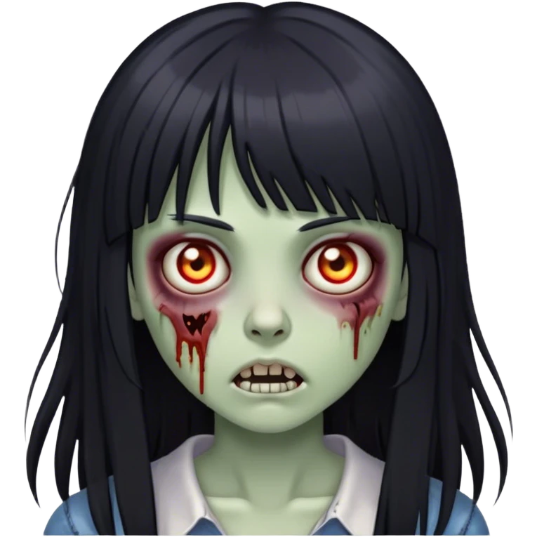 zombie girl with straight long black hair and bangs ( like this 🧟‍♀️) emoji