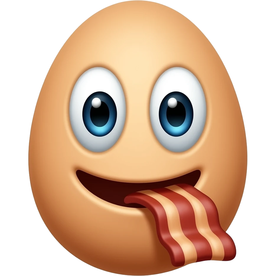 Egg eyes bacon mouth emoji