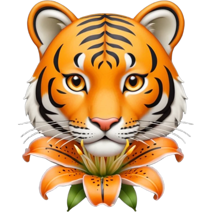 TIger outline tuning into a lily emoji
